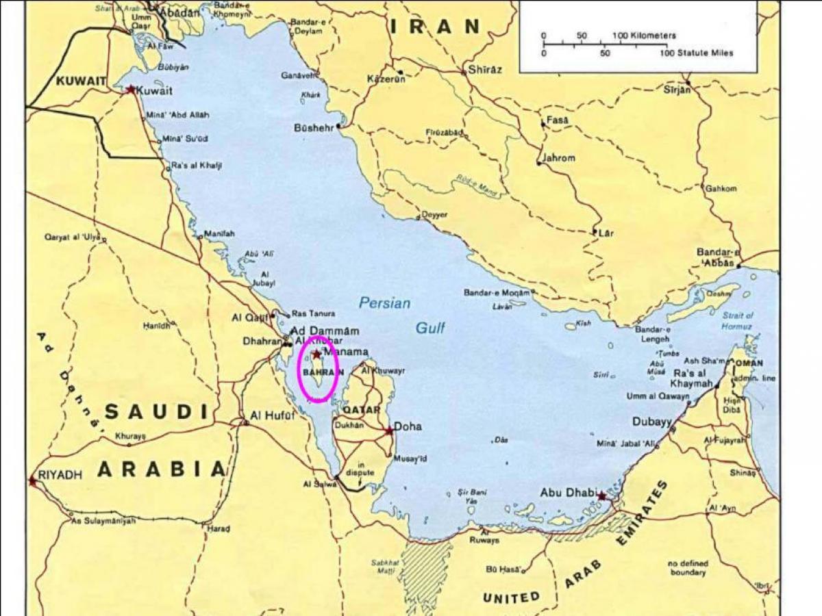 mapa Bahrain island 