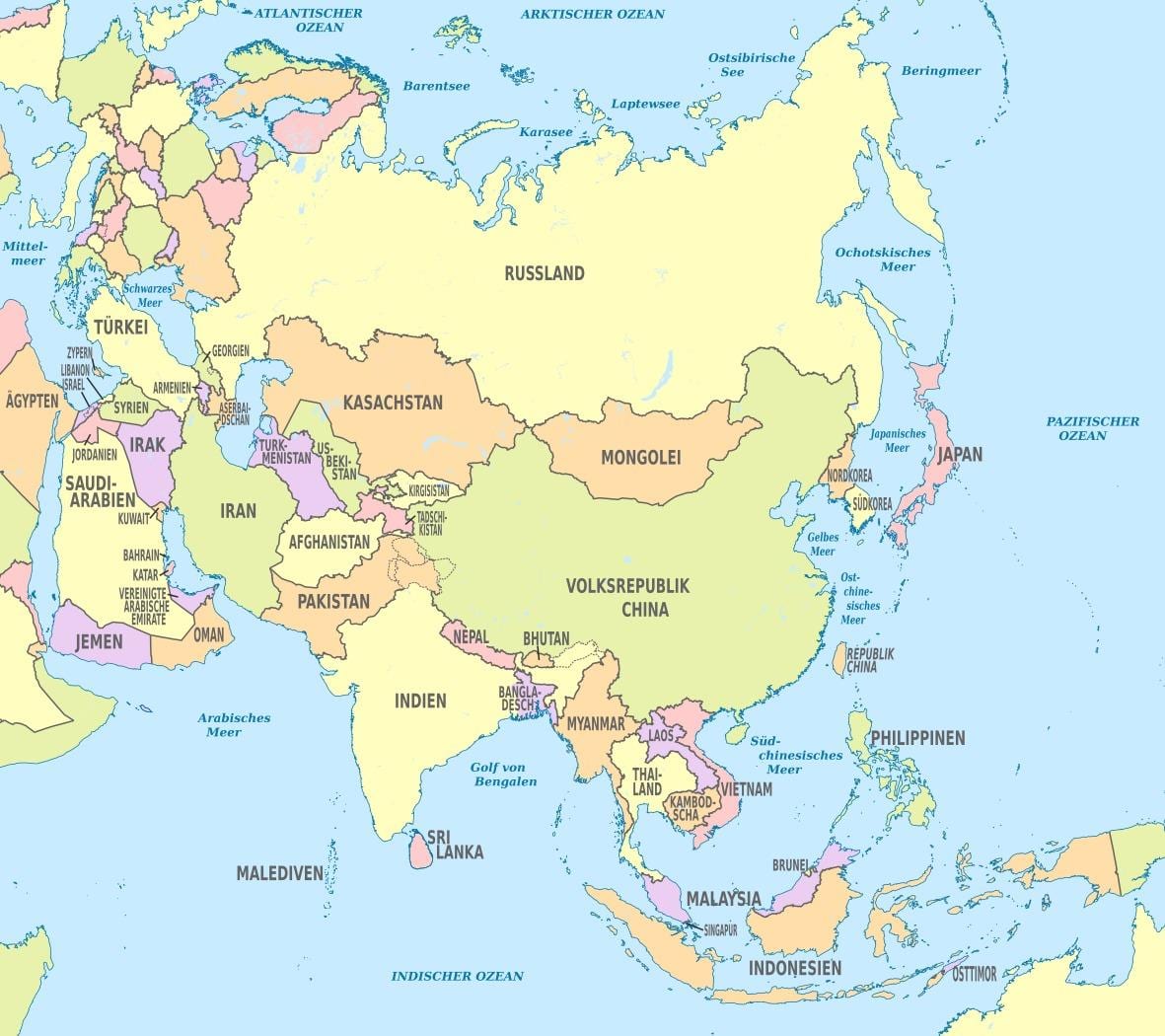 mapa asie Bahrajn