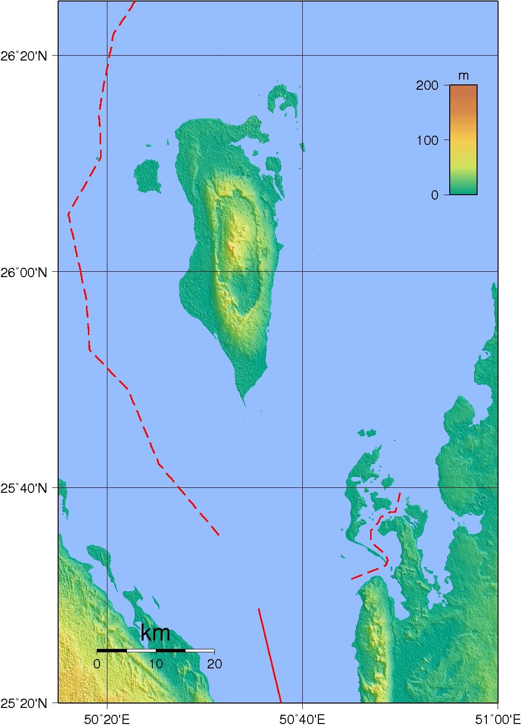 mapa Bahrajnu fyzické