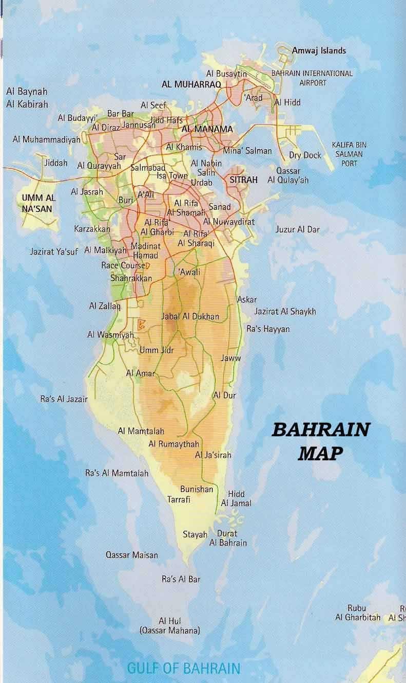 Bahrajn mapa s místy