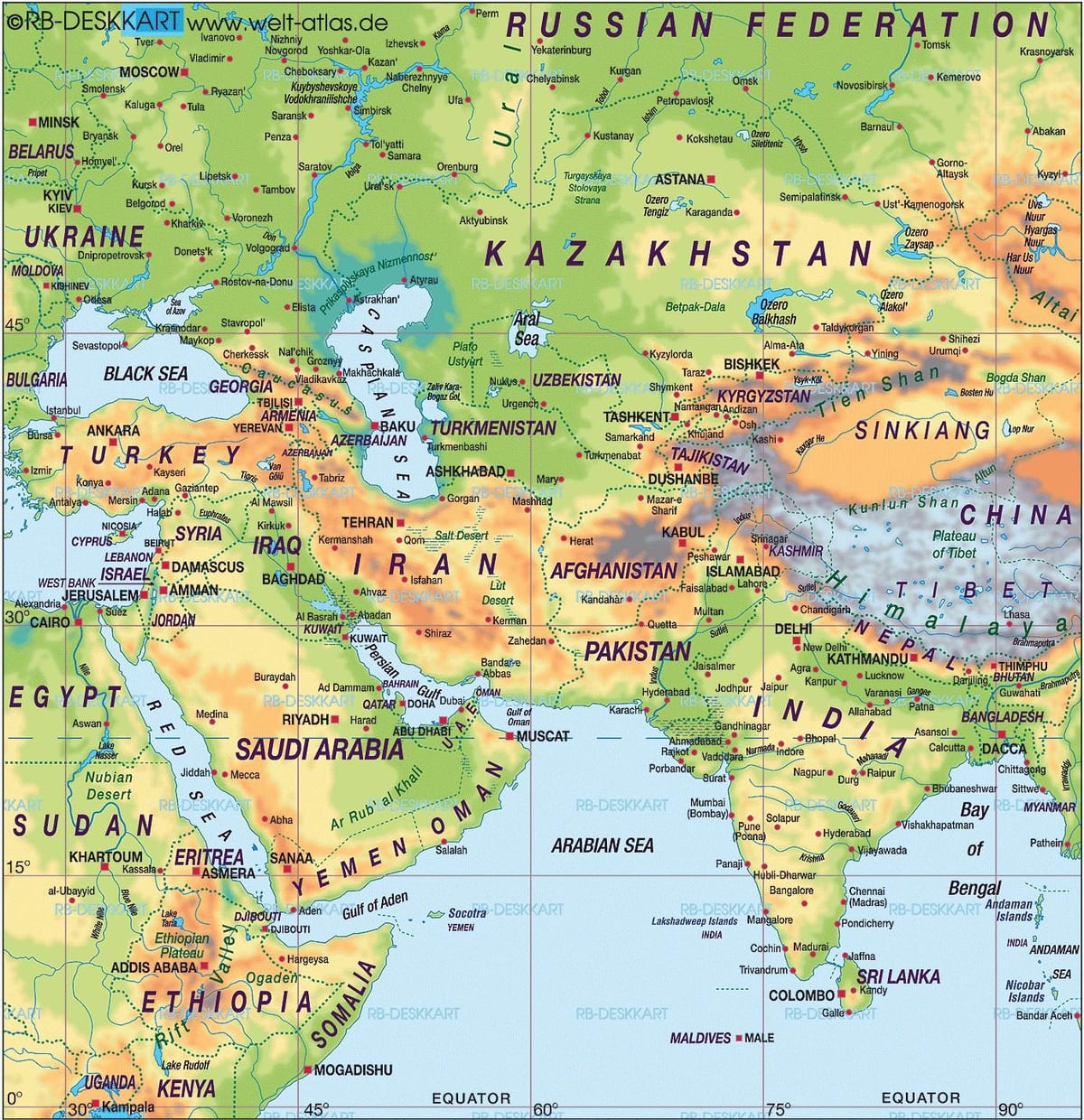 mapa Bahrain map atlas světa