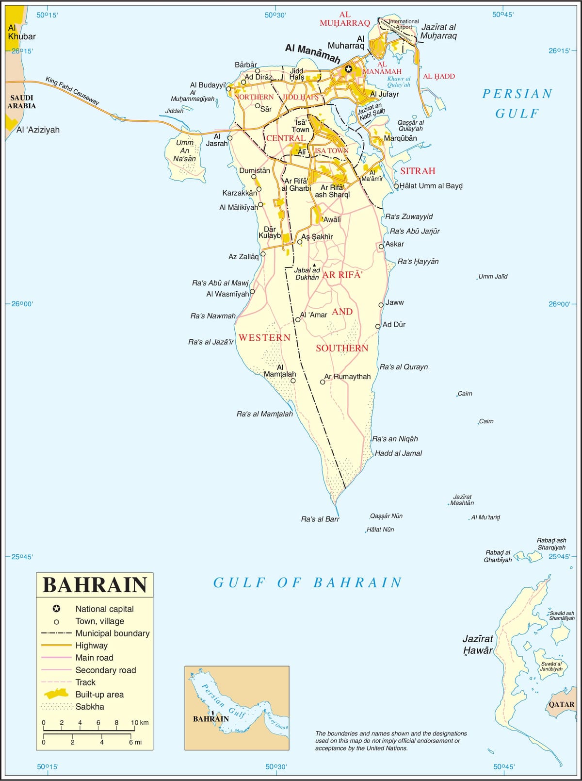 Bahrajn politická mapa
