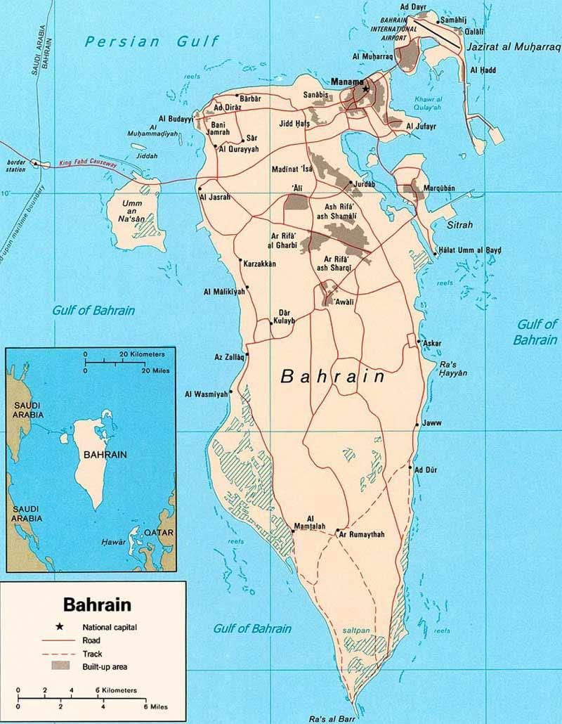 mapa Bahrajnu road map locator