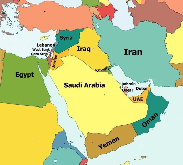 mapa Bahrain a okolí